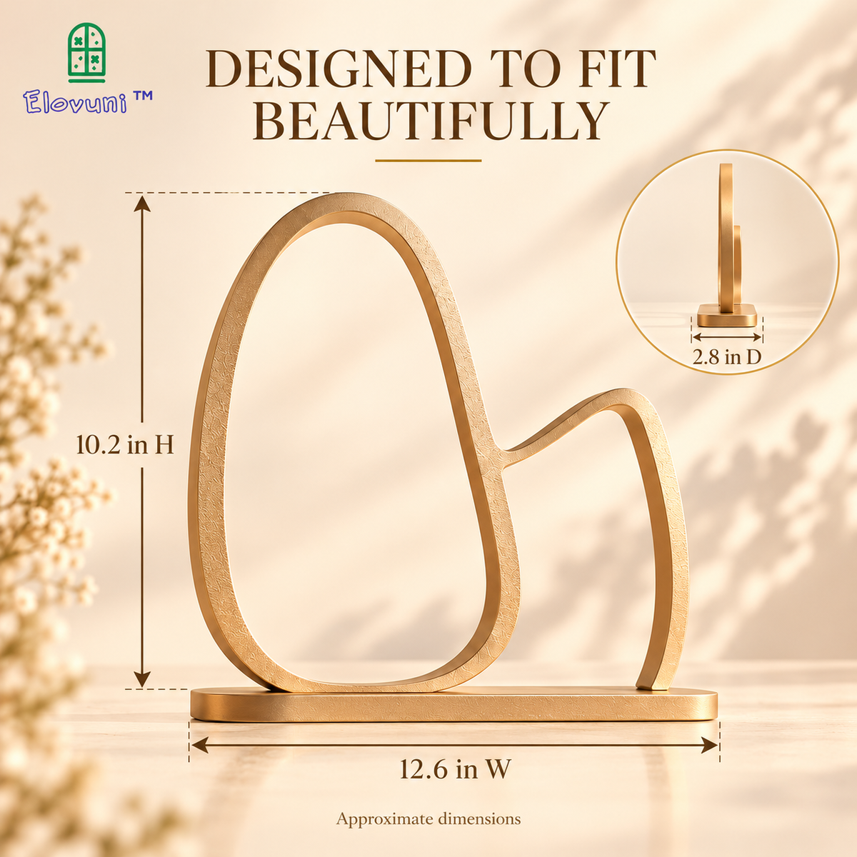 Elovuni™ Hearth Silhouette – Abstract Metal Mantel Sculpture, Modern Geometric Fireplace Shelf Decor for Minimalist Living Rooms & Luxury Interiors