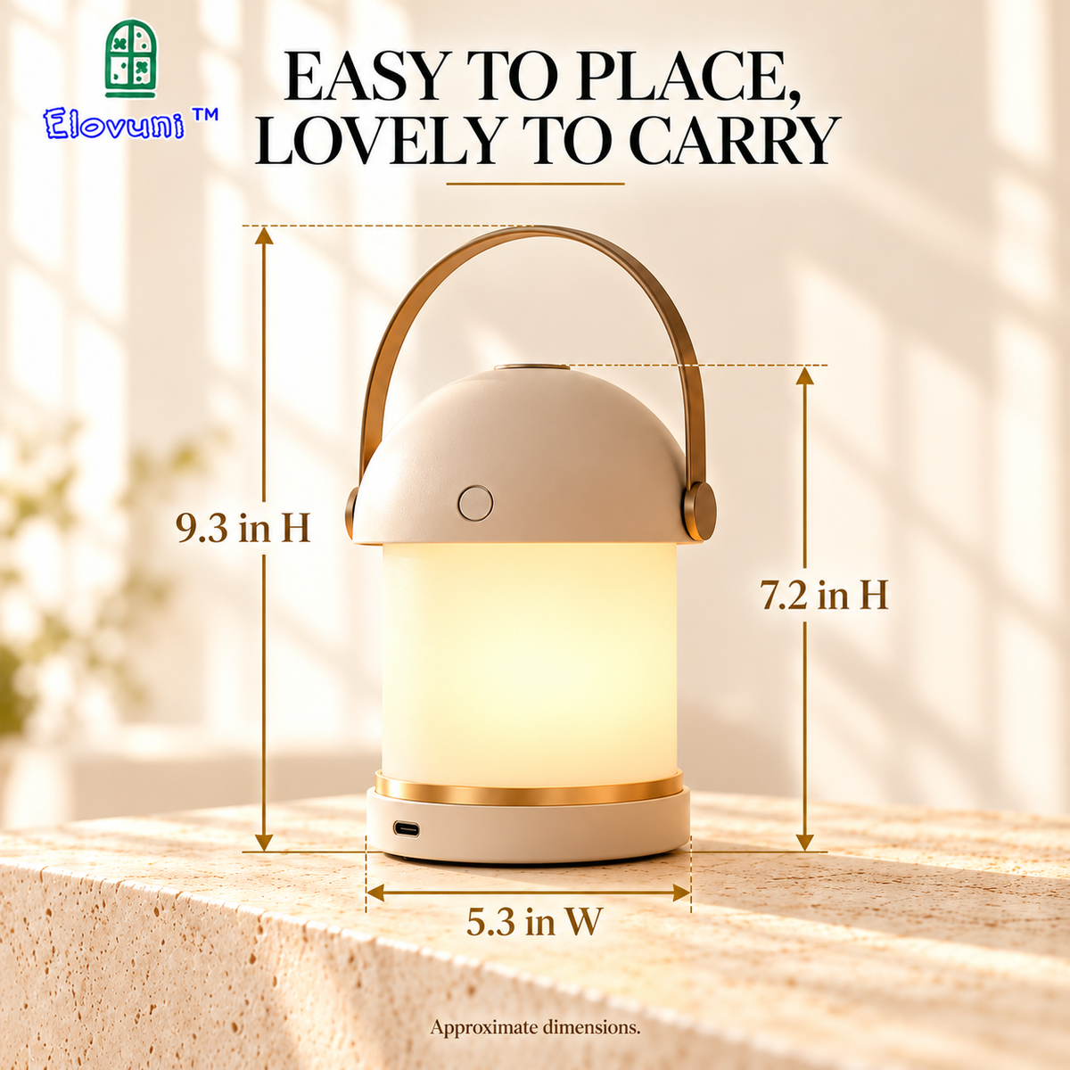 Elovuni™ Quiet Glow – Rechargeable LED Table Lantern, Warm Ambient Accent Lamp for Fireplace Mantels, Bedrooms & Cozy Home Decor