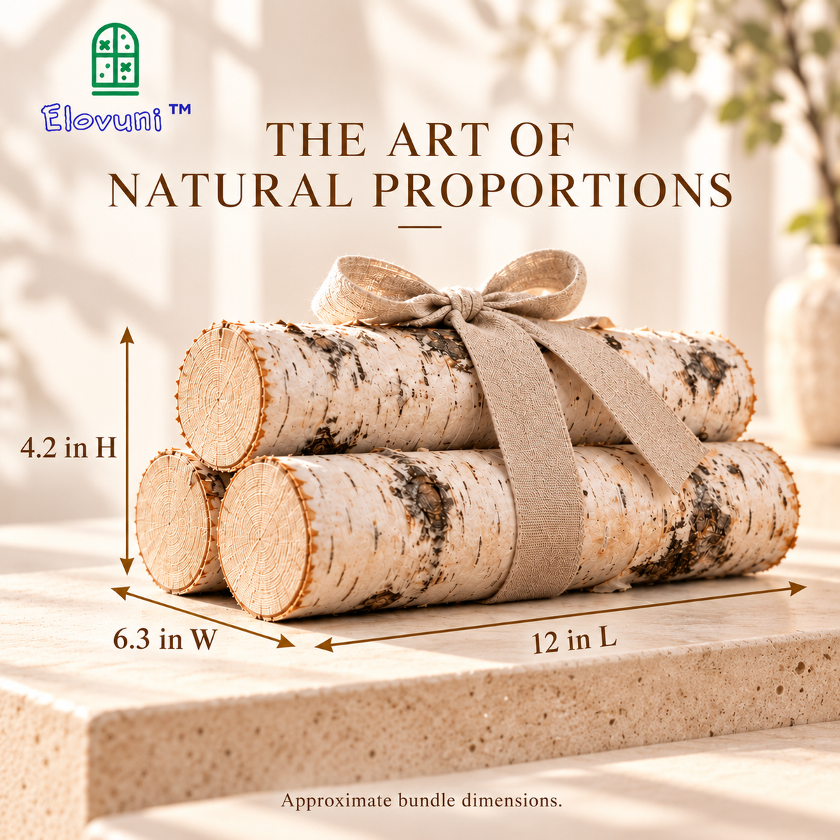 Elovuni™ Willow Hearth – Decorative Birch Log Bundle, Natural Rustic Fireplace Display Accent for Cozy Living Rooms & Scandinavian Home Styling