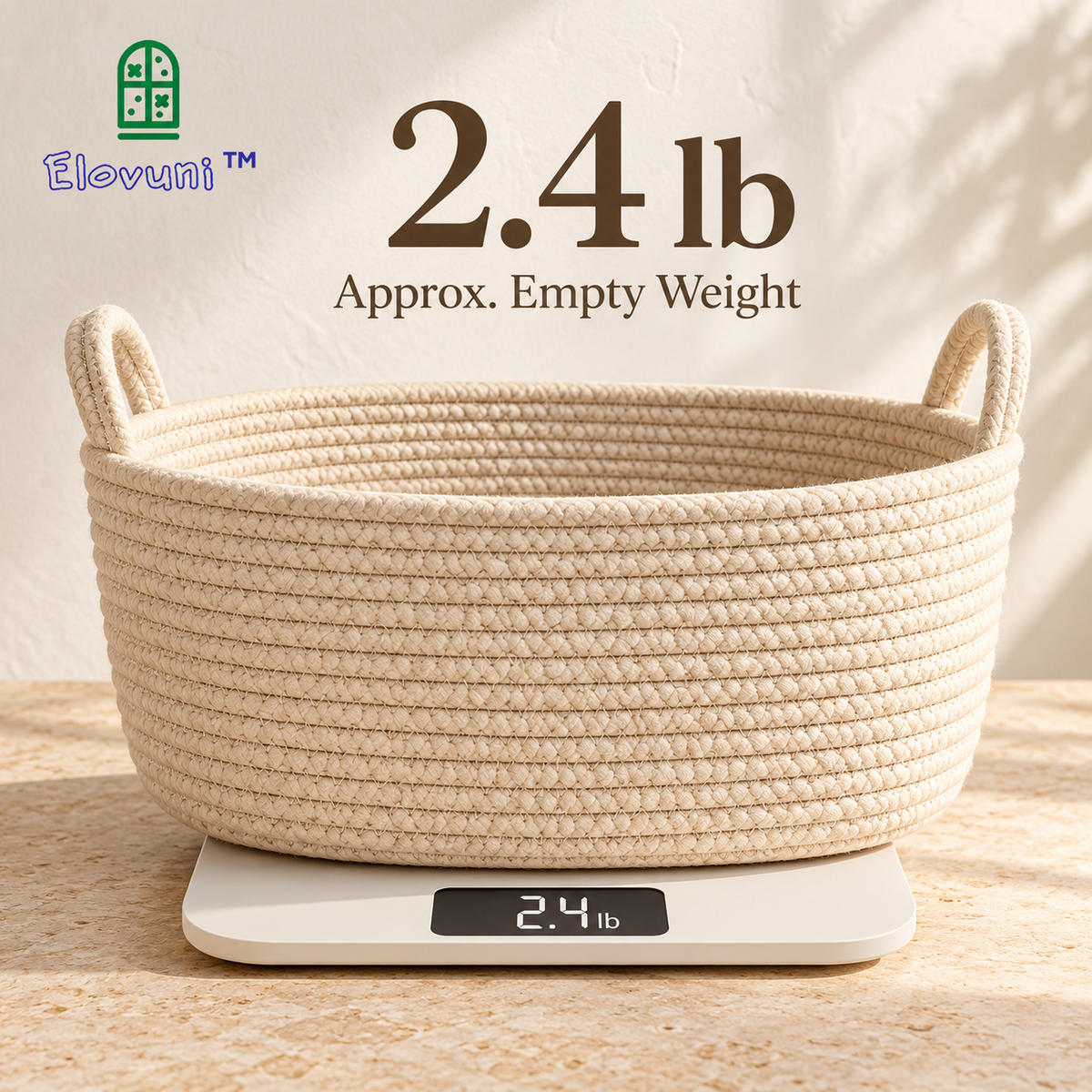 Elovuni™ Hearth Nest – Decorative Woven Firewood Basket, Natural Rope Log Storage Organizer for Rustic Fireplaces & Scandinavian Interiors