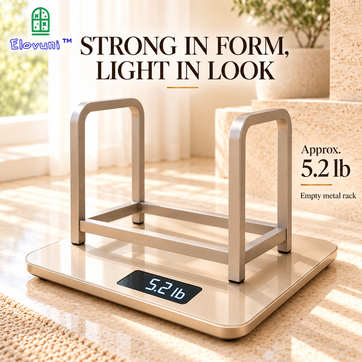 Elovuni™ Nordic Flame – Minimalist Metal Firewood Rack, Compact Indoor Log Holder for Modern Hearths & Scandinavian Living Spaces