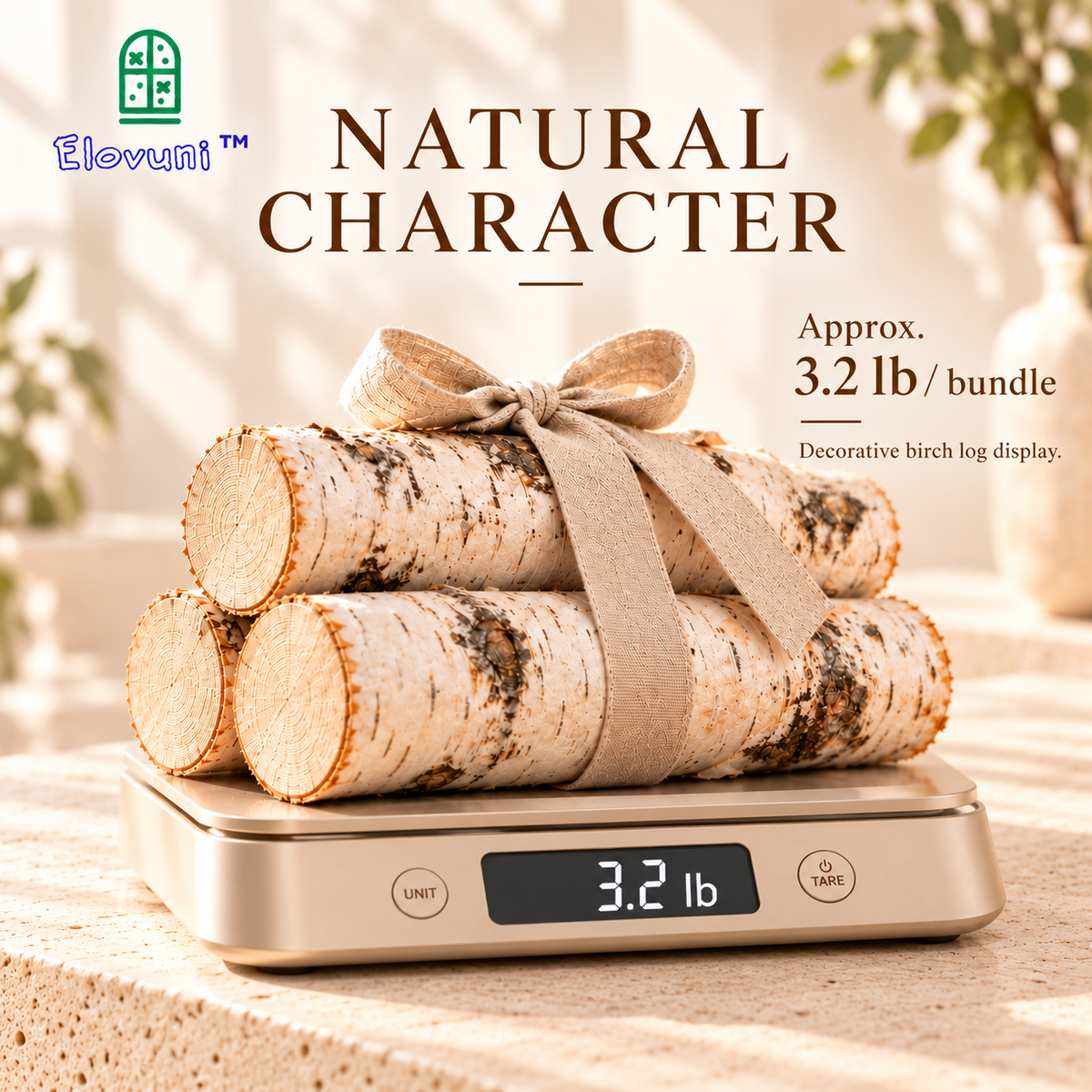 Elovuni™ Willow Hearth – Decorative Birch Log Bundle, Natural Rustic Fireplace Display Accent for Cozy Living Rooms & Scandinavian Home Styling