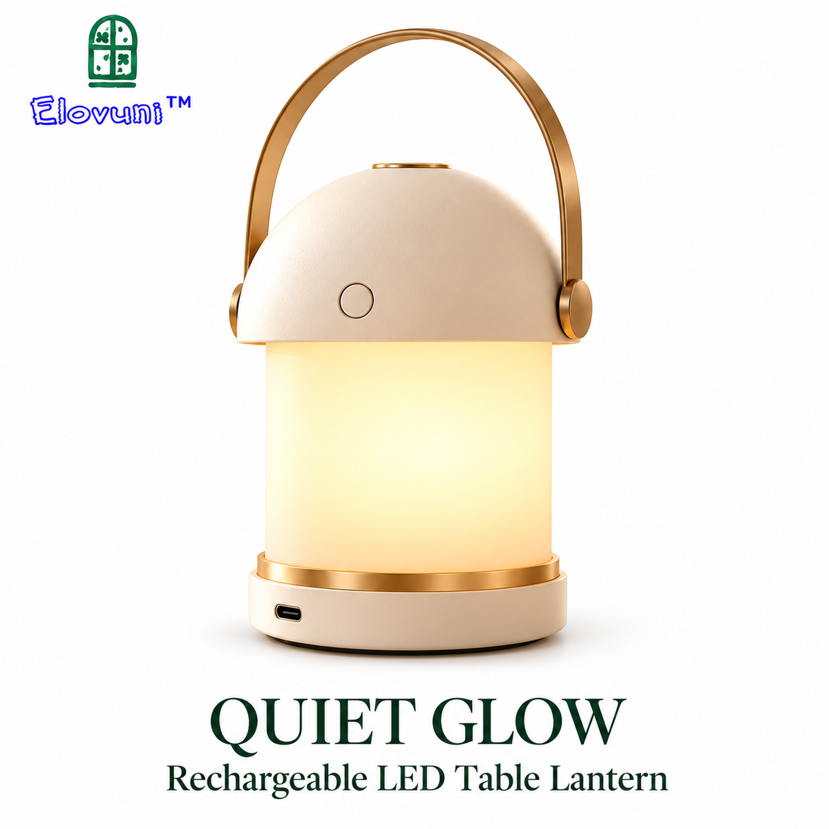 Elovuni™ Quiet Glow – Rechargeable LED Table Lantern, Warm Ambient Accent Lamp for Fireplace Mantels, Bedrooms & Cozy Home Decor